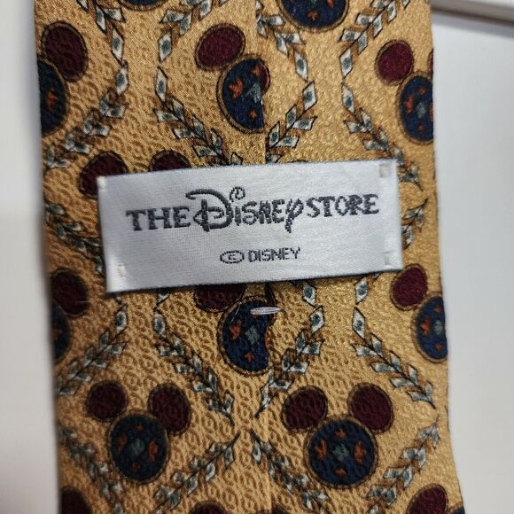 Disney Parks Mickey Mouse 100% Silk Novelty Necktie Yellow Rust Blue Gold - Picture 11 of 11